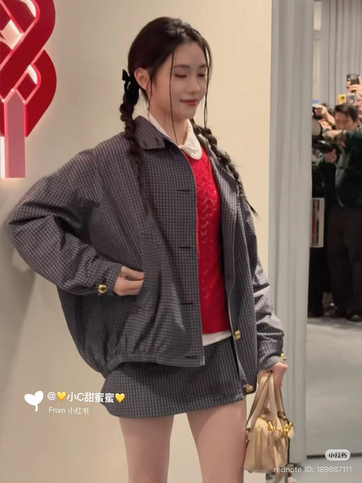 312-3 渠道圆正 miu 26ss 刘浩存 格纹夹克外套 商品图7