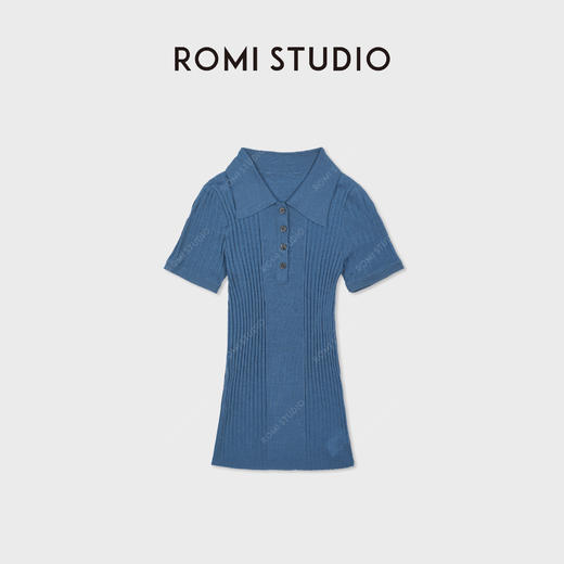 ROMI STUDIO“文艺复古”100%高支羊毛坑条Polo短袖毛衫 RWDSS62245 商品图3