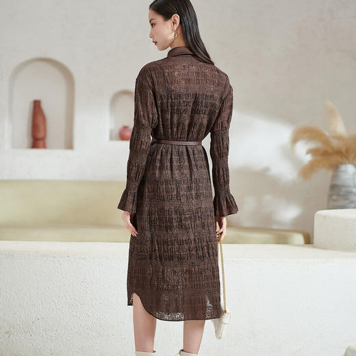 芳外新款气质显瘦翻领连衣裙百搭中长款休闲裙子女8T22AL0338 商品图4