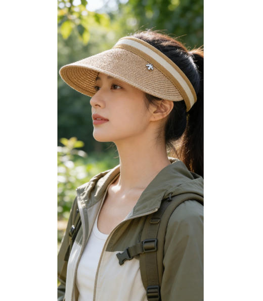 保真假货白送，只有 300顶。出韩国 孙俪章若楠同款， 迪桑x特！贵妇草帽防晒空顶拉菲草遮阳帽空顶帽， 商品图3