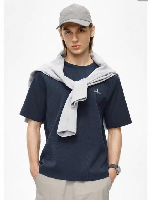 F031221春夏新款立体连肩袖设计舒适挺括百搭休闲运动短袖圆领T恤 商品图2