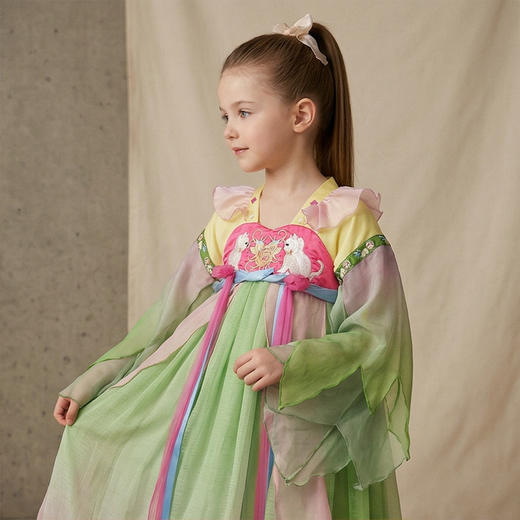 年衣童装汉服裙春季新款女童儿童改良汉服长袖春意融融汉服裙N1261014D02 商品图2