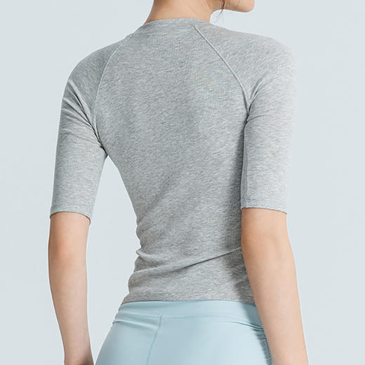 跃牌【周游世界】小圆领半袖T恤修身短款健身运动普拉提上衣TP1036 商品图1