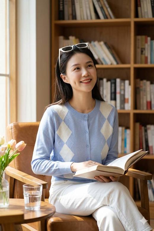 英伦庄园|学院风菱格羊毛开衫 商品图0