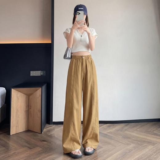 逸柔家【莱赛尔天丝阔腿裤2611】爆款莱赛尔天丝亚麻阔腿裤 慵懒风高腰宽松垂感冰感裤 商品图2
