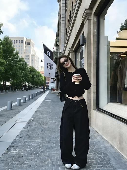 田曦薇同款设计感宽松弯刀裤 商品图11