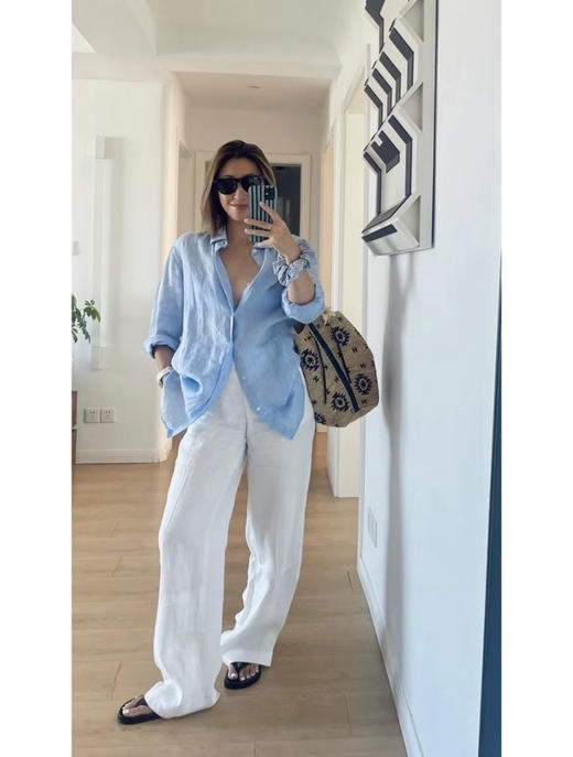 312-8 纯圆正 新配色 SEED亚麻阔腿长裤  很快会断码 我穿12码宽松效果 商品图12