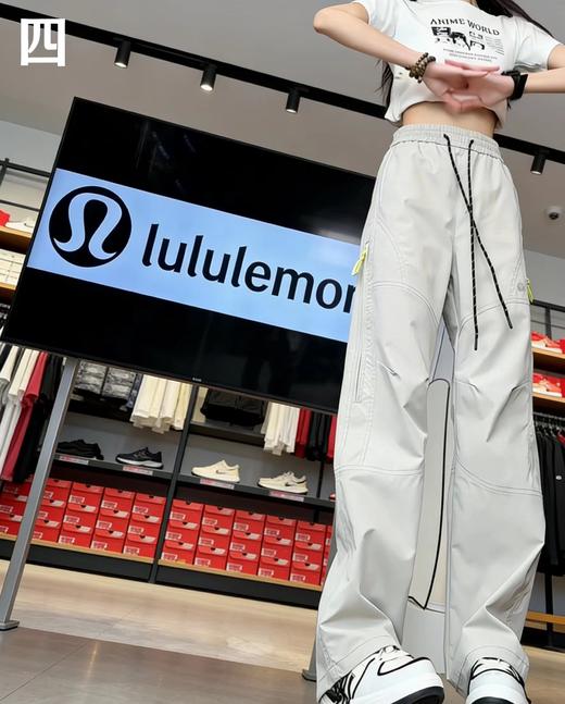 F031230拉链网格元素宽松直筒通风透气柔软舒适亲肤长裤 商品图6