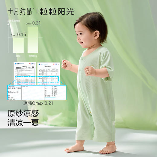 粒粒阳光宝宝衣服低敏优可丝系列夏季随心裁凉感连体睡衣 商品图3