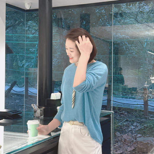 火桐hooton 皇家羊绒 春风有信 山羊绒一字领套头衫 商品图4