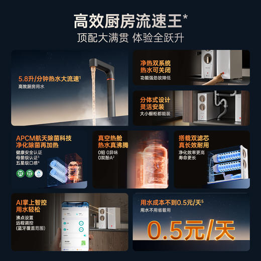 安吉尔加热净水器玉龙Ultra1200G厨下直饮机2200G温热水流速 商品图2