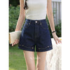 鹿向南「塞纳左岸」复古蓝色杜高腰短款牛仔裤女春季宽松休闲裤子 商品缩略图0