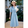 米思阳2026春新款通勤优雅修身连衣裙西装领系带收腰a字裙1018 商品缩略图3