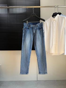 F031203春夏新款男士挺括舒适直筒修饰腿型无束缚刺绣小狗水洗牛仔长裤