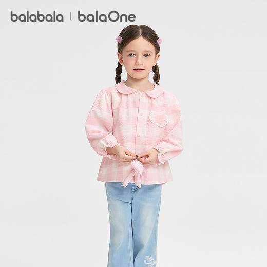 【balaOne】巴拉巴拉女童衬衫儿童长袖2026新款春夏可爱贴袋上衣 商品图1
