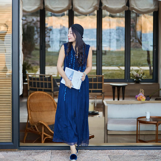 【林栖设计小店】植物染色|手工花边拼桑蚕丝多色2026夏新款纯棉连衣裙1962039 商品图3