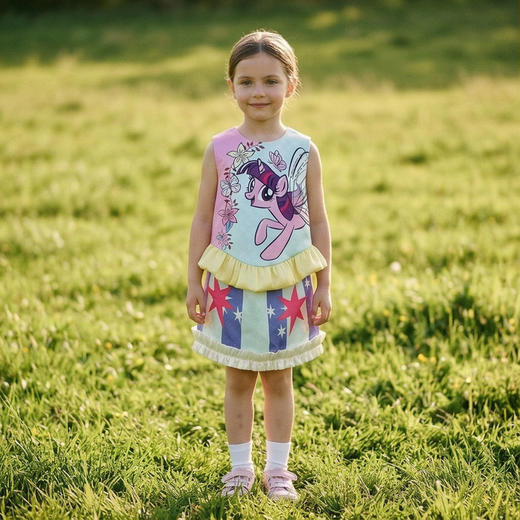 小马宝莉联名年衣童装套装春新款女童卡通背心小马宝莉套装年衣N1261027E08 商品图2