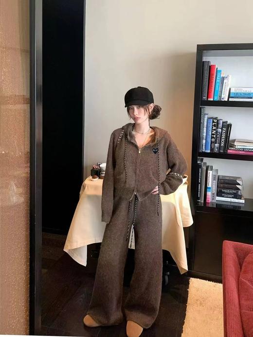 F031205温柔松弛宽松日常高腰垂顺休闲居家慵懒随性针织连帽套装 商品图10