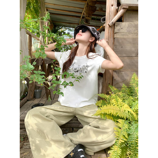 <曾小咸推荐>3.15现货秒杀 ！微信超特价！韩系卡通印花短袖 日常119.99 立减50 秒杀59.99！！ 商品图4