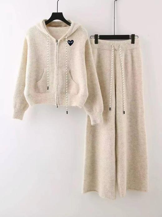 F031205温柔松弛宽松日常高腰垂顺休闲居家慵懒随性针织连帽套装 商品图12