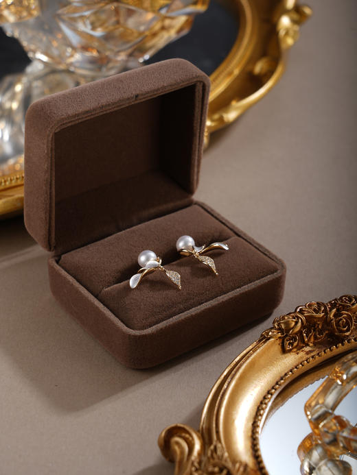 子佩集【‌仙姬珠华】银S925珍珠惜王妃耳钉【YE0885】双色兰花草2602 商品图4