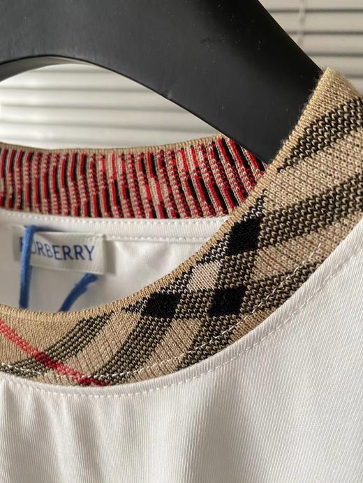 F031264简约基础款tee领口格纹撞色圆领休闲正肩短袖 商品图12