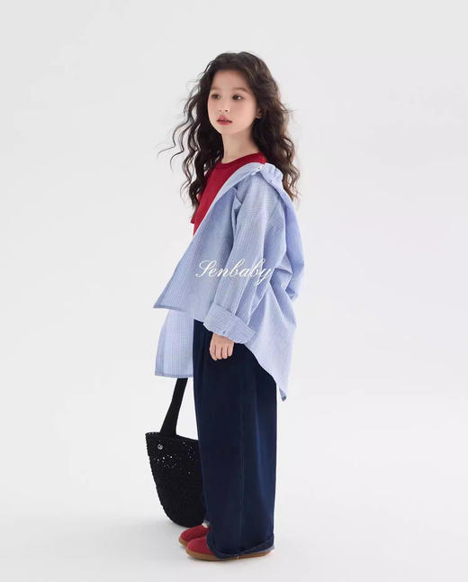 一眼心动❗🌼早春必备夏季也可当防晒👒【吉米故事蓝格子花边衬衫+背心两件套装】娃们少不了的衬衫搭配 ，百搭，学校很多活动都要求穿，清爽干净太好看了～ 商品图2