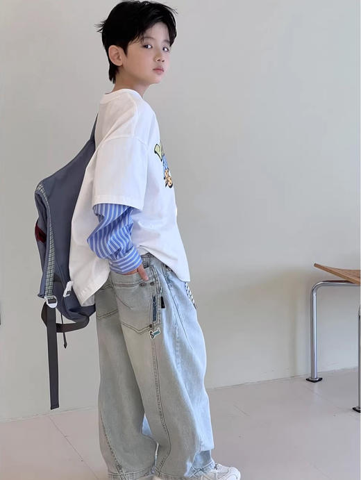 ✨明星同款mini版爱豆炸街款‼️亲子出街回头率爆表！【吉米故事▪mini版爱豆同款假两件亲子T恤】 谁懂啊！刷到宋雨琦舞台上这件假两件T，1~秒穿出层次感的叠穿宝藏 商品图4