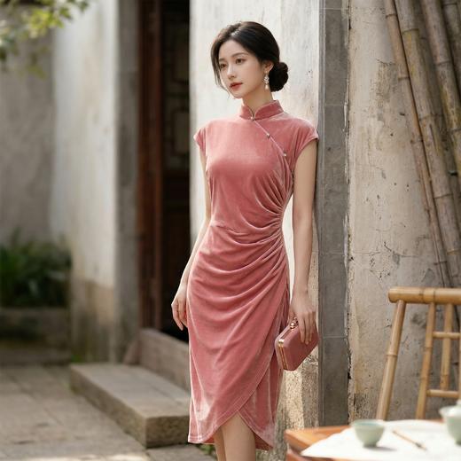 轻国风收腰显瘦捏折装饰扣旗袍 商品图11