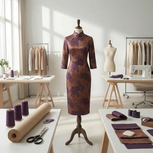 轻国风盘扣镂空领修身连衣裙 商品图8