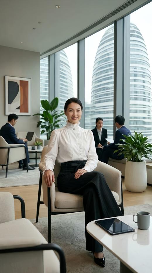 FD高腰分割宽裤口折边设计直筒裤 商品图5