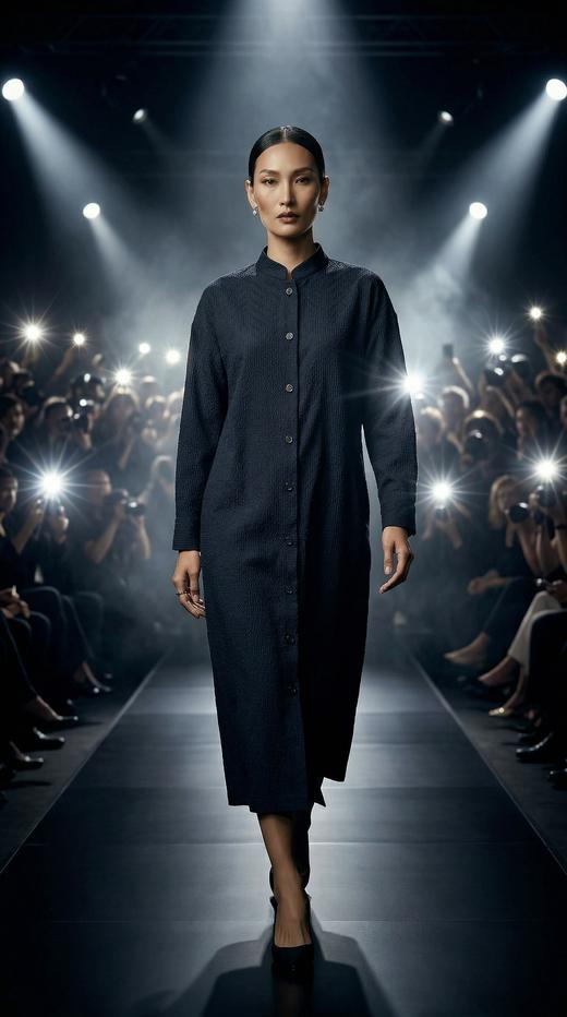 立领抽褶宽松风衣 商品图0