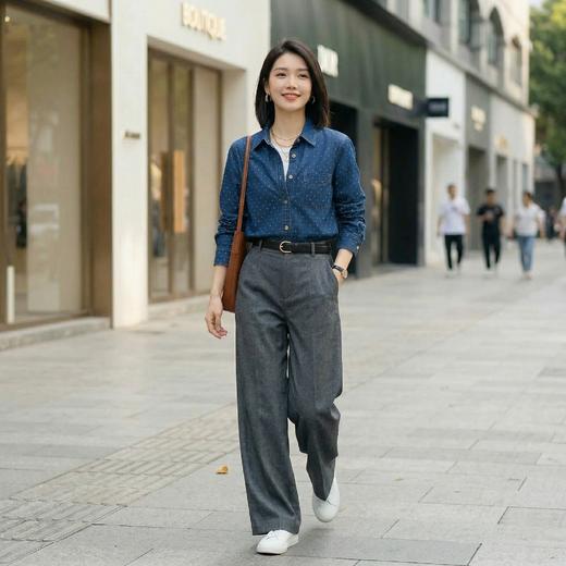 CL设计感三角包侧开叉衬衣 商品图1