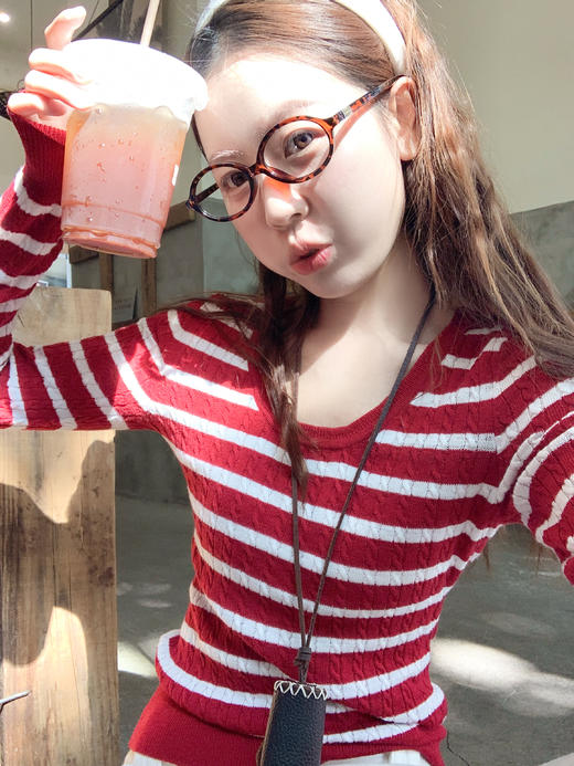 <曾小咸推荐>3.15现货秒杀 ！微信超特价！韩系条纹修身针织衫 日常149.99 立减80 秒杀69.99！！ 商品图5