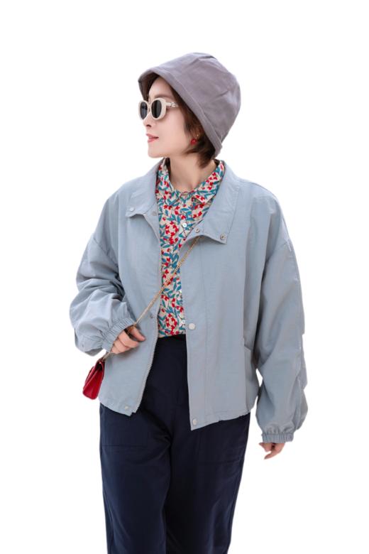 立领休闲抽绳薄外套 商品图1