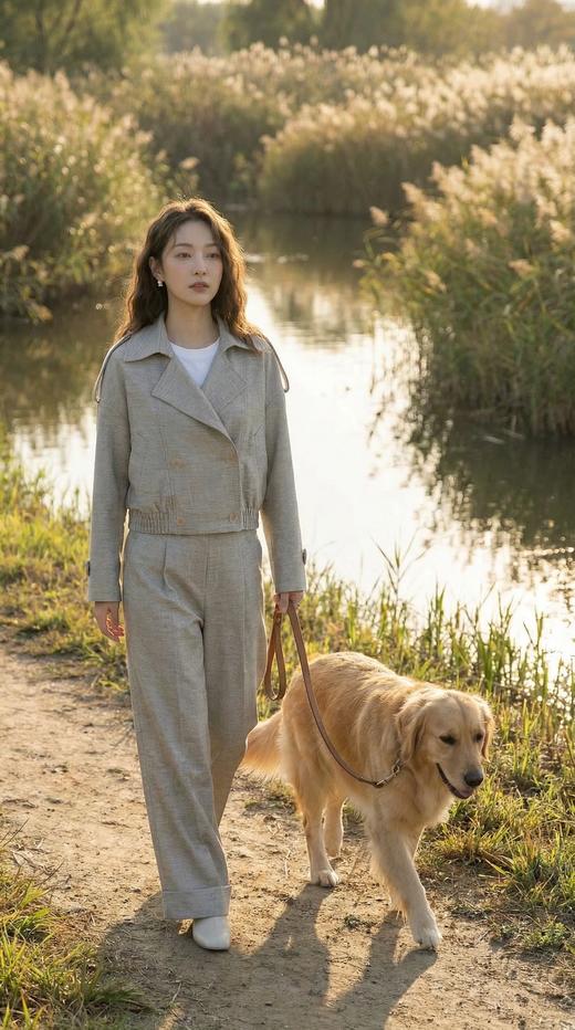 明星同款翻驳领双排扣后腰松紧短外套 商品图6