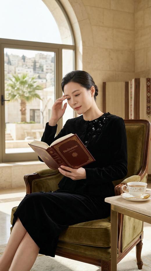 圆领重工复古订花收腰外套 商品图5