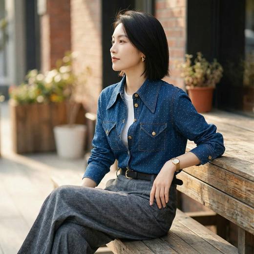 CL设计感三角包侧开叉衬衣 商品图4