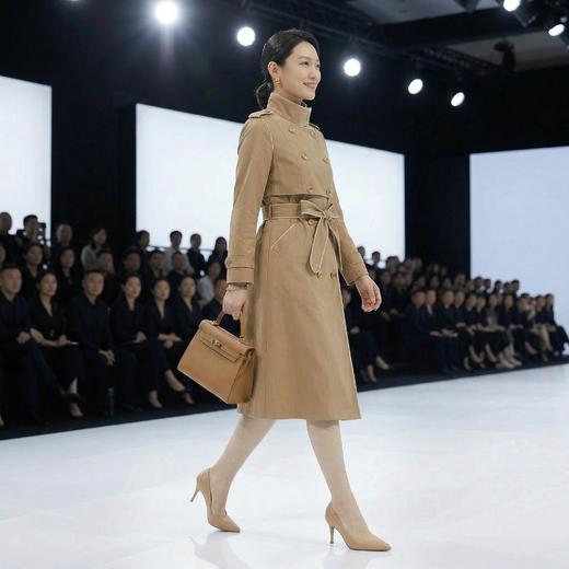 立领撞色后背弧形搭片单层风衣 商品图8