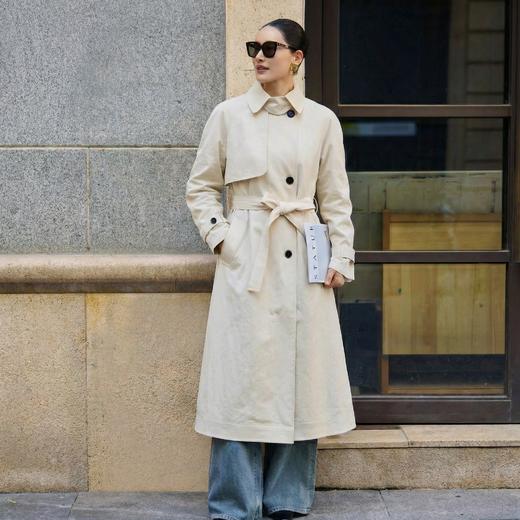 IC同款个性侧开衩插肩袖单层风衣 商品图1