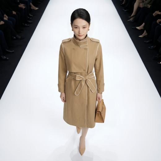 立领撞色后背弧形搭片单层风衣 商品图5