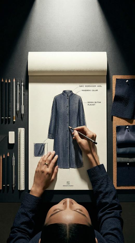 立领抽褶宽松风衣 商品图9