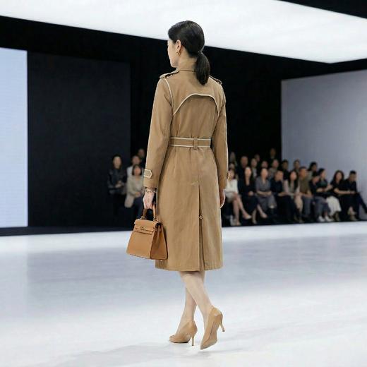 立领撞色后背弧形搭片单层风衣 商品图2