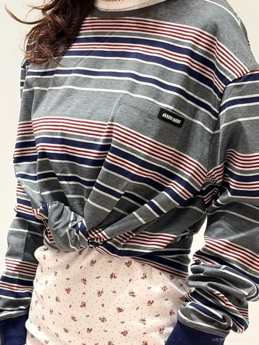 MIU家情侣新款条纹长袖 商品图2
