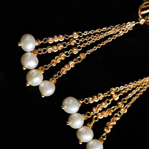 【林栖好物】LX1826001复古金色镂空流苏珍珠耳环（预售20天发货） 商品图3