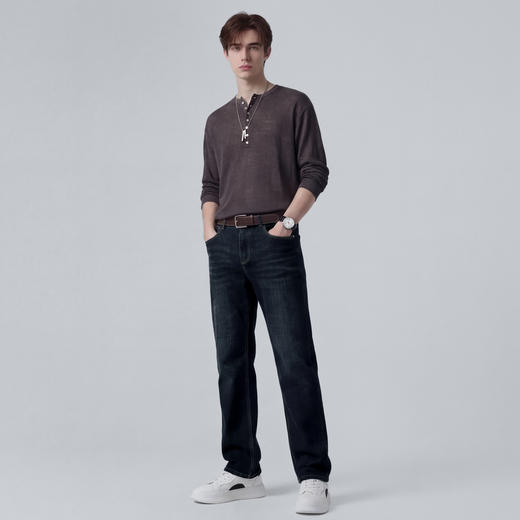 【含棉】圣得西牛仔裤男款2026新款春季日常百搭修身显瘦直筒长裤 商品图7