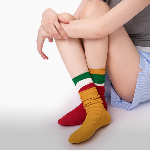 靴下物堆堆袜纯棉女款2025新爆款春夏薄款全棉运动休闲纯色中筒袜 商品图0