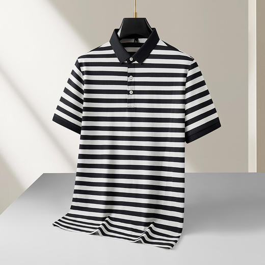 【DKP】大依优型大码男装夏季条纹短袖POLO衫商务休闲弹力棉质上衣T恤 商品图3