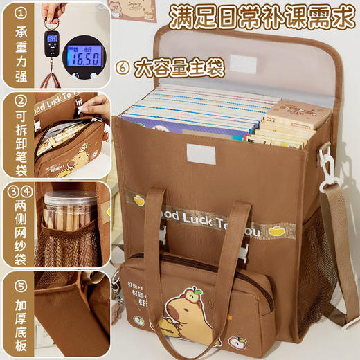 卡皮巴拉升级可斜挎双肩补习袋小学生手提袋拎书袋帆布书包美术袋 商品图1