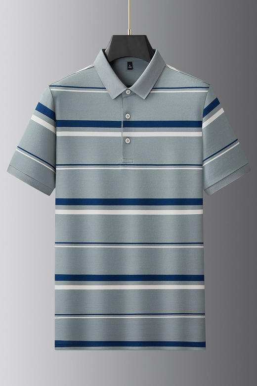 【DKP】大依优型大码男装夏季条纹短袖POLO衫商务休闲中老年棉质上衣T恤 商品图5